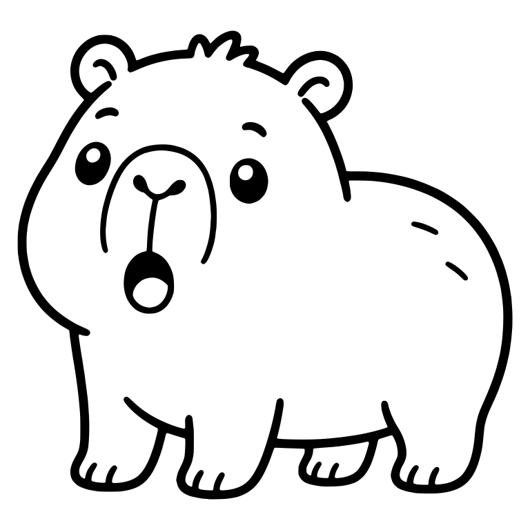 Surprised Capybara Standing in Side View — free animal SVG cut file