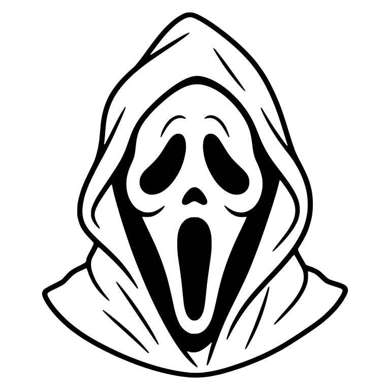 Screaming Ghost Mask With Arched Brows In Deep Hood — free characters SVG cut file