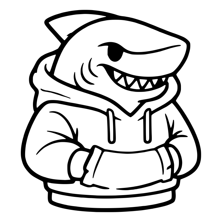 Hoodie Shark Standing With Hands in Front Pocket — free animal SVG cut file