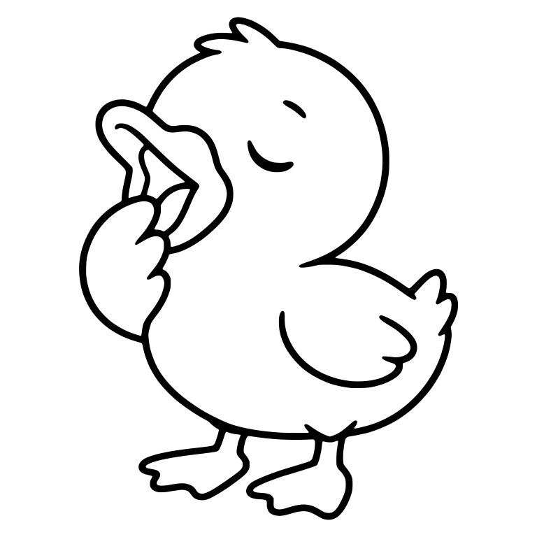 Yawning Duckling Covering Beak With Wing — free animal SVG cut file
