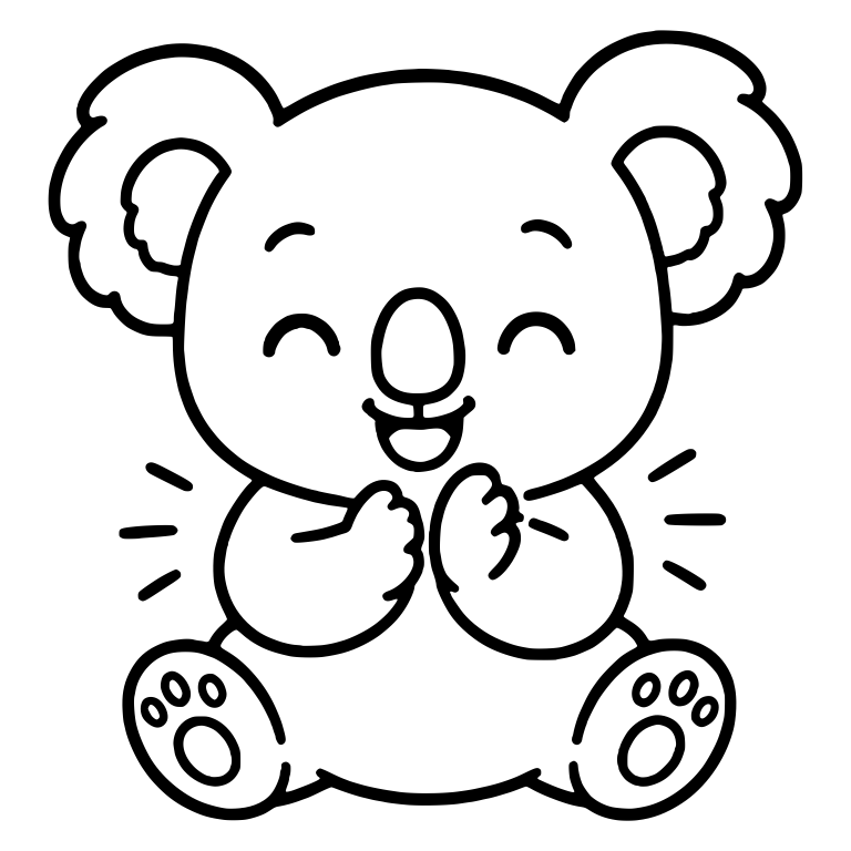 Giggling Koala Clapping with Little Burst Lines — free animal SVG cut file