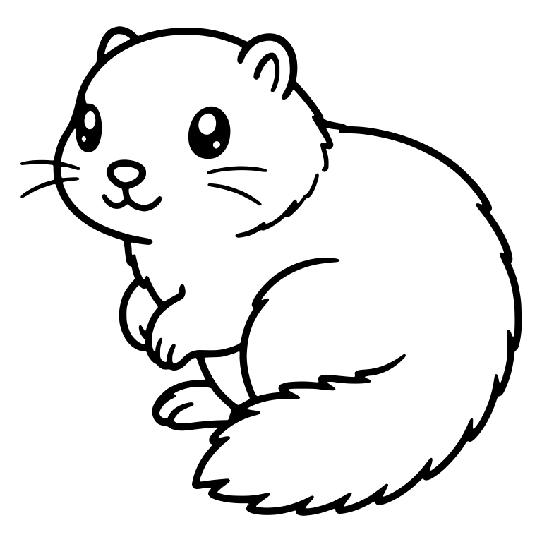 Kawaii Squirrel Looking Back With Big Curled Tail — free animal SVG cut file
