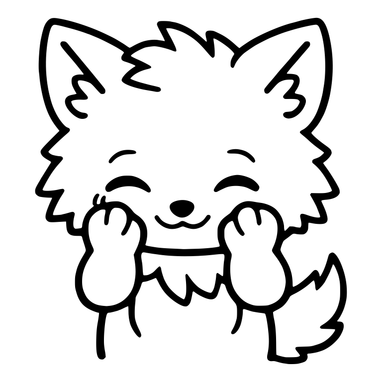 Happy Kawaii Wolf Pup Holding Its Cheeks With Both Paws — free animal SVG cut file