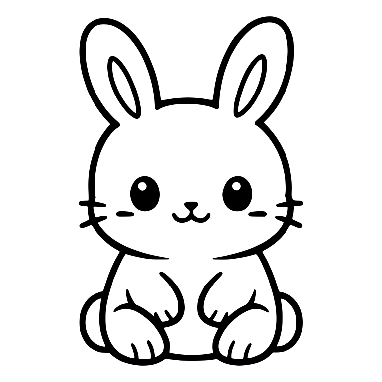 Sitting Bunny With Blush Cheeks and Paws on Chest — free animal SVG cut file