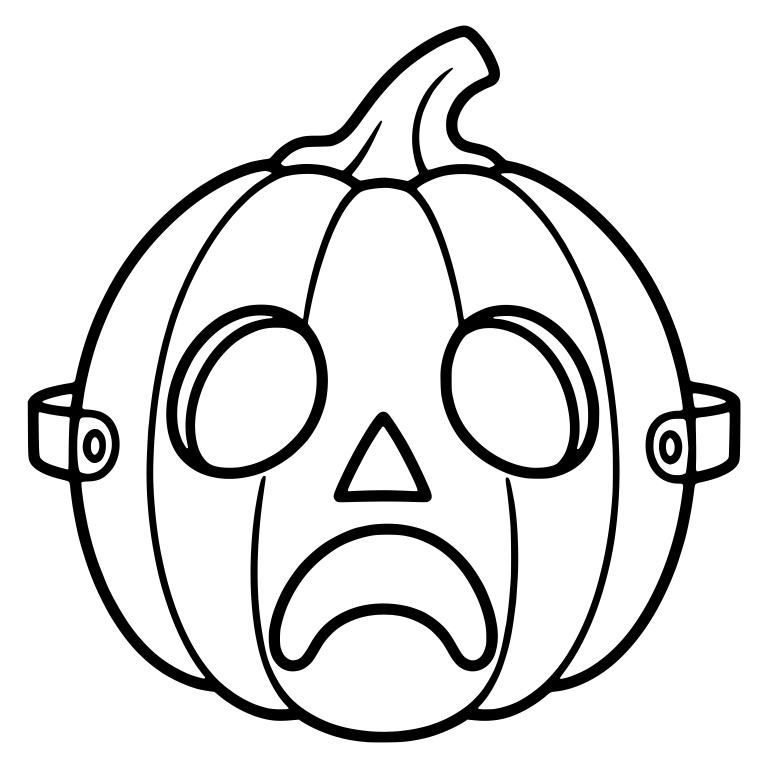 Sad Jack-o-Lantern Mask With Round Eyes And Frown — free holiday SVG cut file