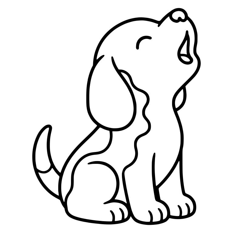 Side View Sitting Beagle Puppy Howling Skyward — free animal SVG cut file