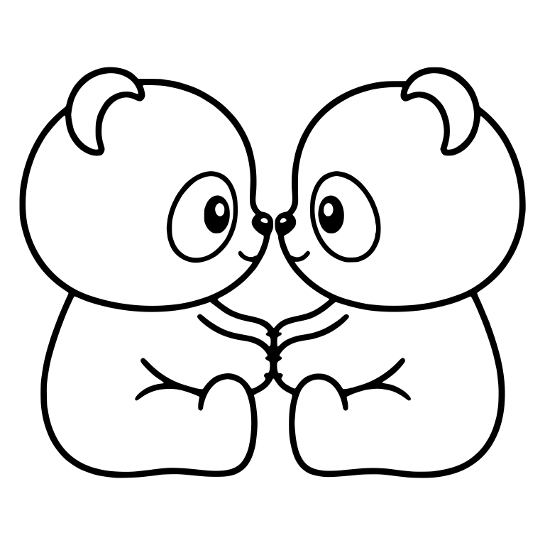 Two Panda Cubs Sitting Face to Face Holding Paws — free animal SVG cut file