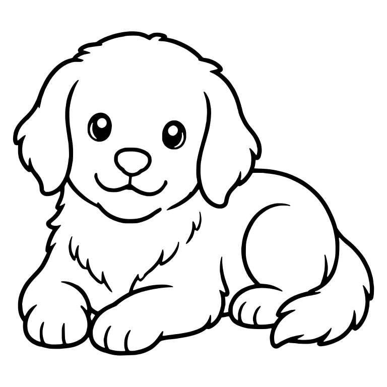 Golden Retriever Puppy Lying Down with Closed Smile — free animal SVG cut file