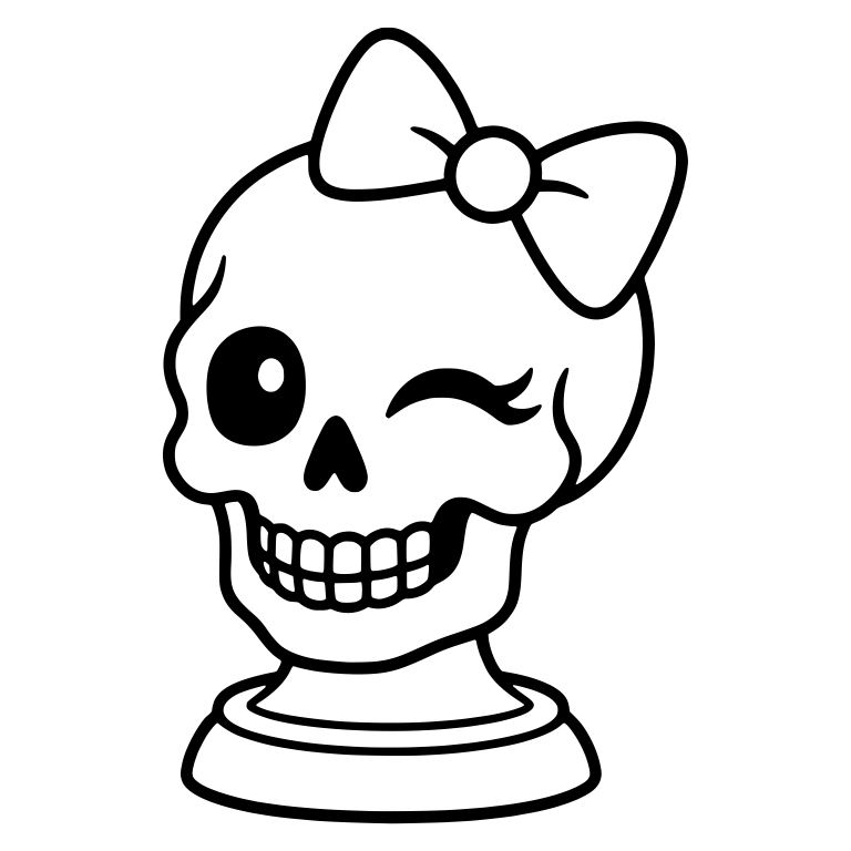 Winking Skull on Pedestal With Bow — free skeleton SVG cut file