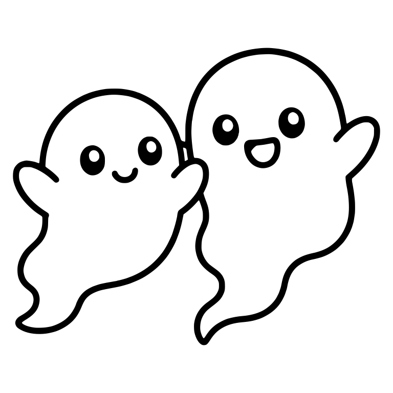 Two Floating Ghosts Holding Hands — free fantasy-creature SVG cut file