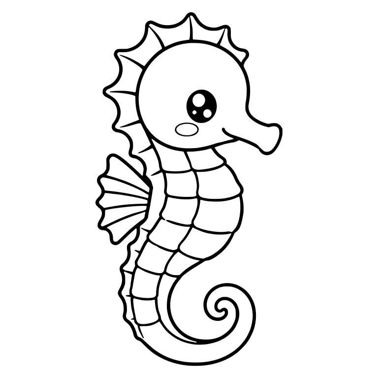 Seahorse With Oval Blush Cheek And Grid Belly Plates — free animal SVG cut file