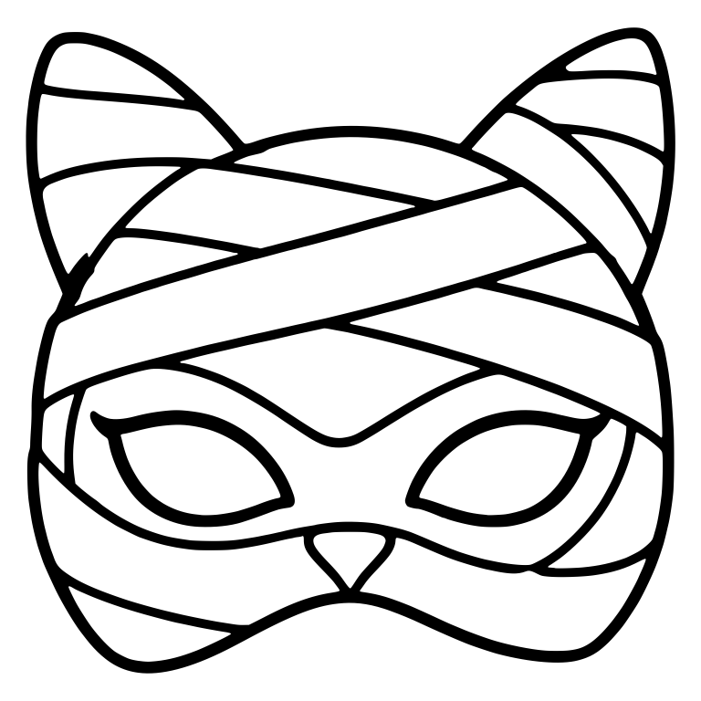 Mummy Cat Mask Wrapped In Crisscross Bandages — free animal SVG cut file