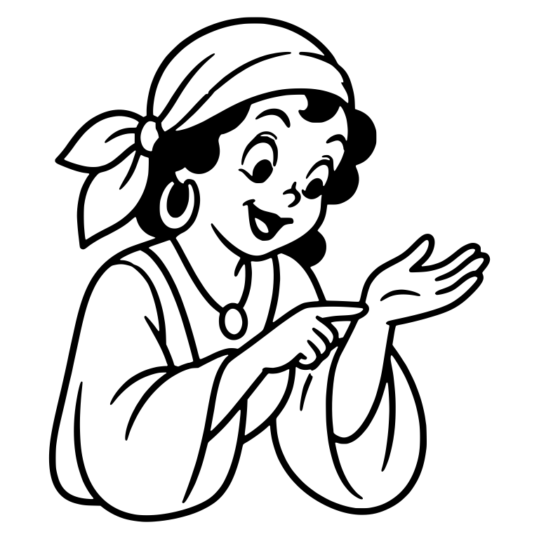 Fortune Teller Pointing at Her Open Palm — free characters SVG cut file