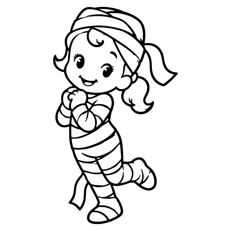 Mummy Girl With Ponytail Skipping in Bandages — free characters SVG cut file