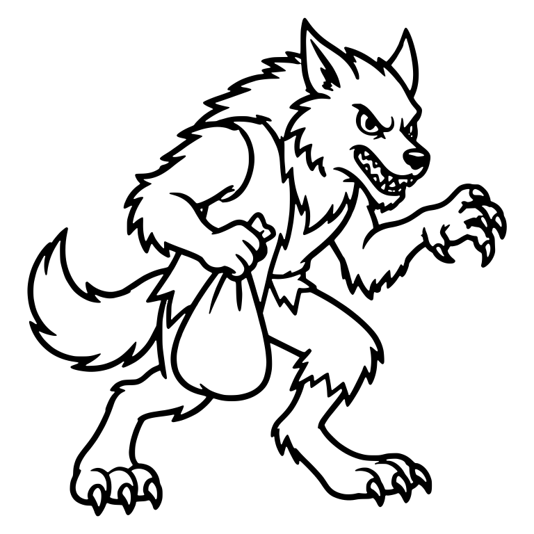 Sneaking Werewolf Carrying Loot Sack With Claws Raised — free fantasy-creature SVG cut file