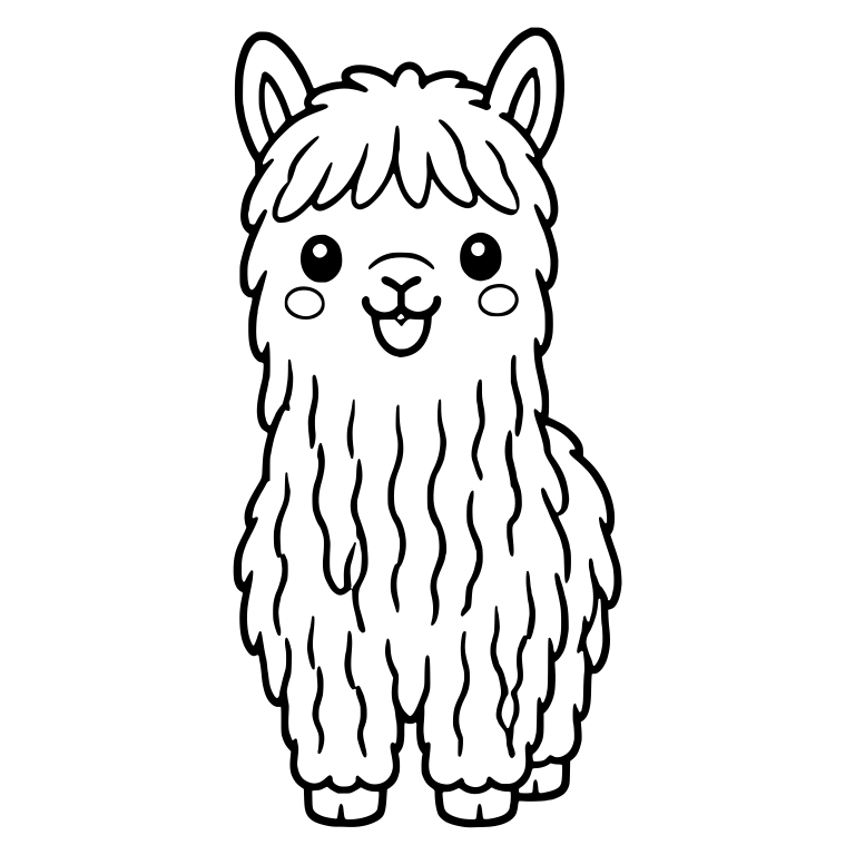 Suri Alpaca Cria with Long Draping Fleece and Bangs — free animal SVG cut file