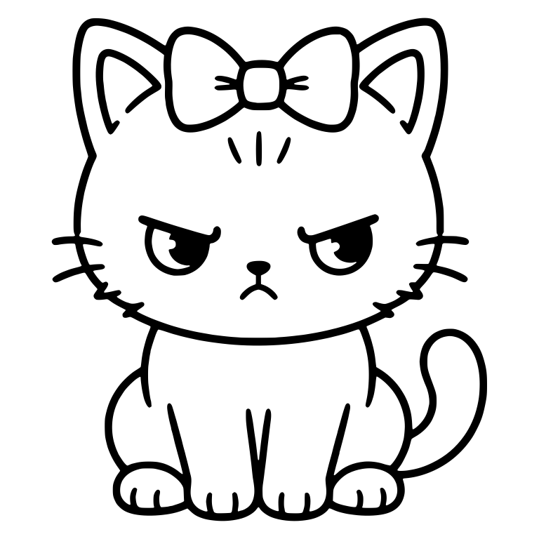 Irritated Kitten Sitting With Bow On Head — free animal SVG cut file
