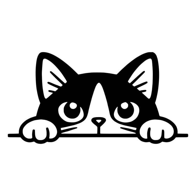 Tuxedo Cat Peeking Over Ledge With Big Eyes — free animal SVG cut file