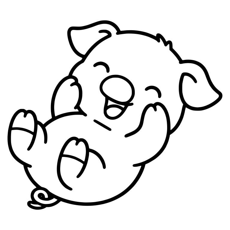 Piglet Rolling On Back Laughing — free animal SVG cut file