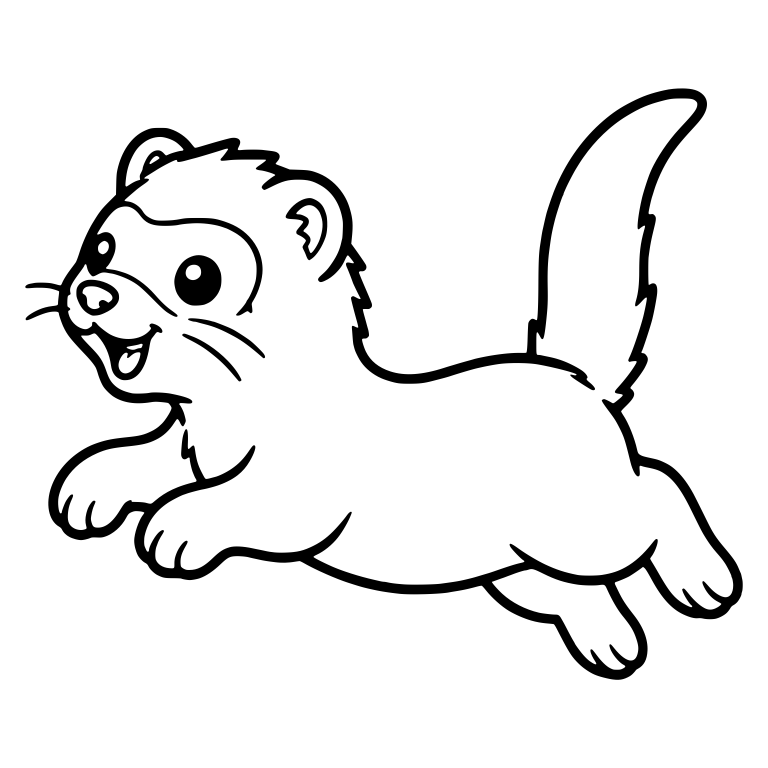 Hopping Ferret Side View with Open Mouth and Tail Up — free animal SVG cut file