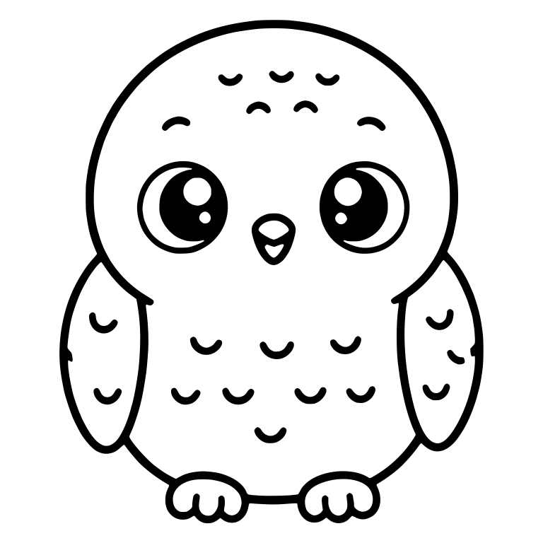 Round Snowy Owl Standing With Wings at Sides — free animal SVG cut file