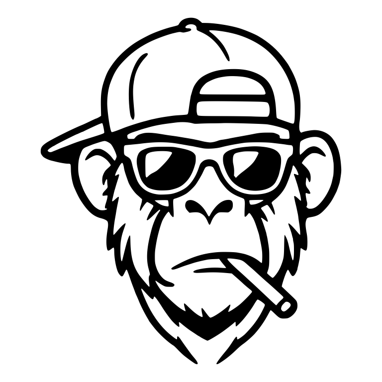 Chimp in Backwards Cap and Sunglasses With Cigarette — free animal SVG cut file