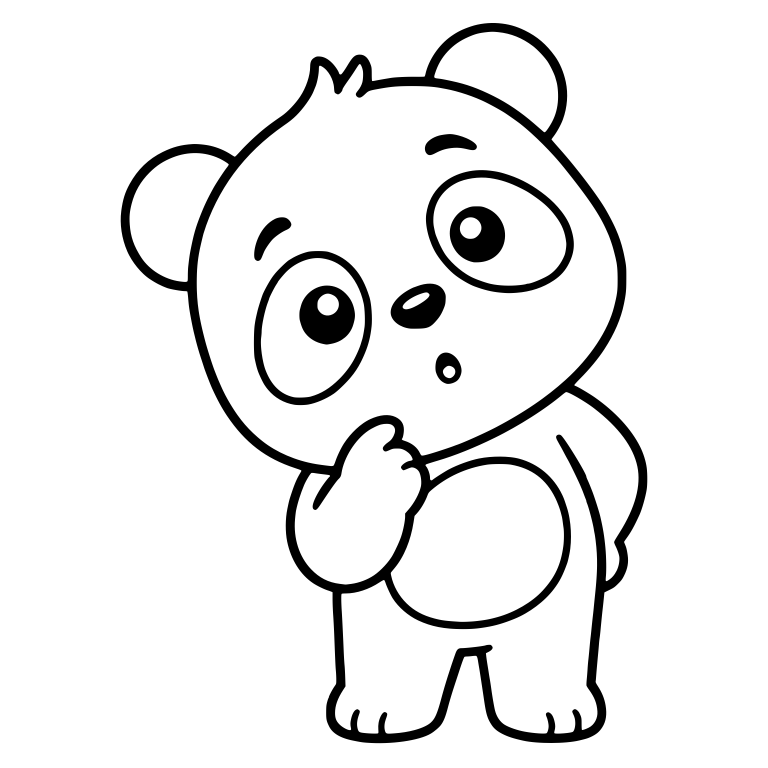 Shy Standing Panda Cub with Paw at Chin — free animal SVG cut file