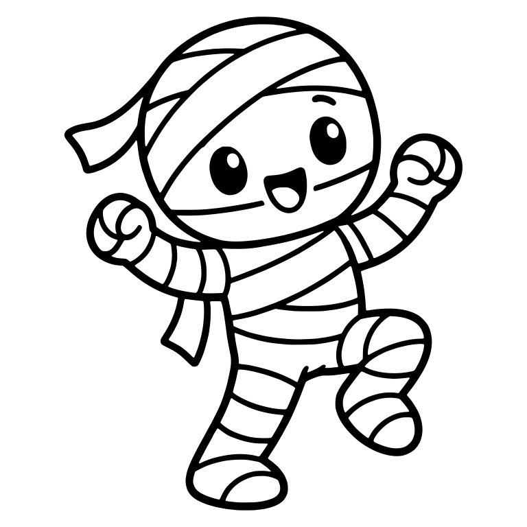 Happy Mummy Dancing With Fists Raised and Loose Bandage — free fantasy-creature SVG cut file