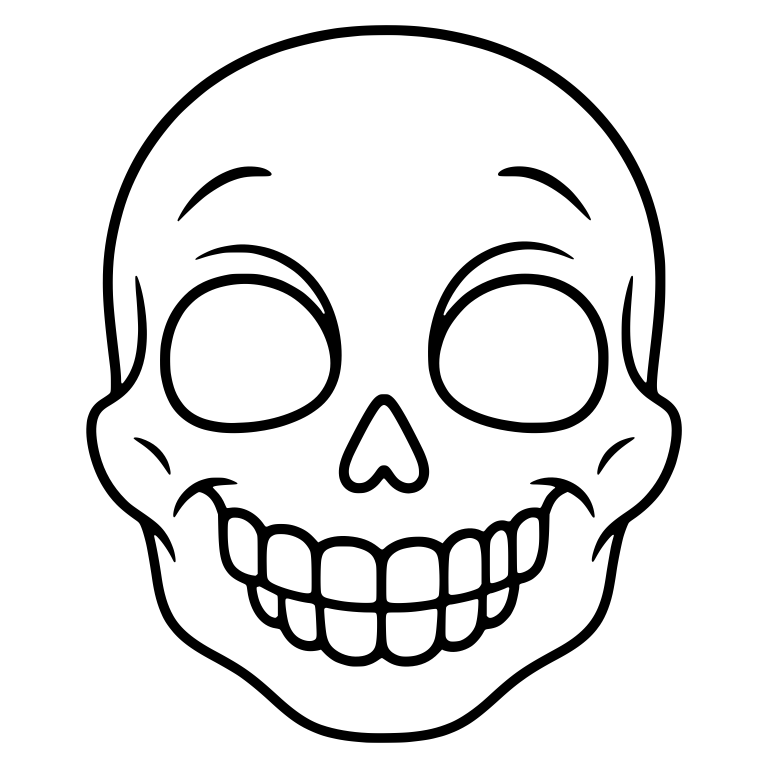 Smiling Round Skull With Big Eye Sockets and Cheek Lines — free skeleton SVG cut file