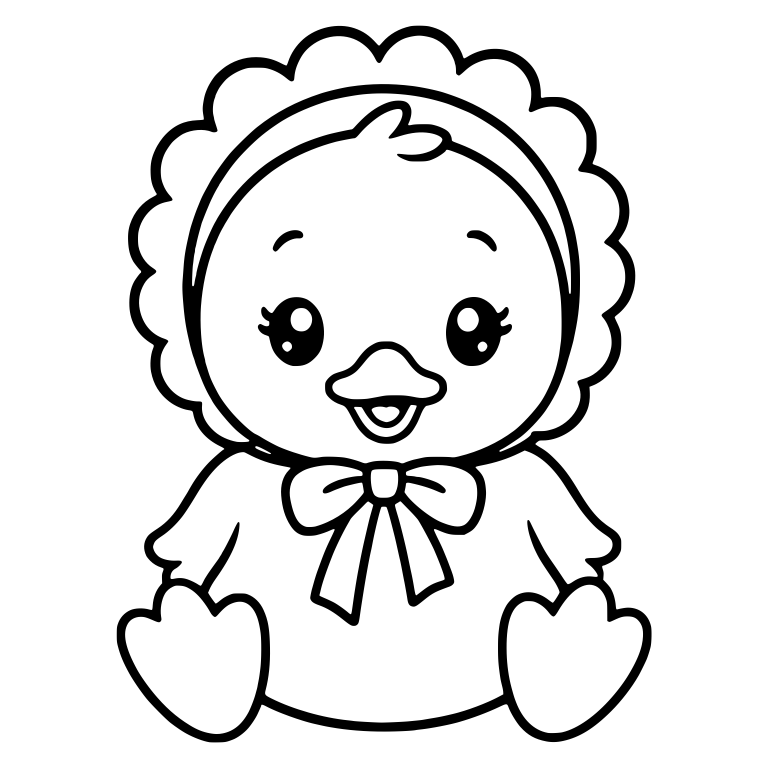 Sitting Duckling in a Scalloped Bonnet with Neck Bow — free animal SVG cut file
