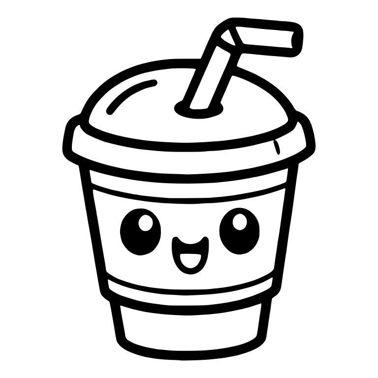Kawaii Drink Cup with Lid and Bent Straw — free food SVG cut file