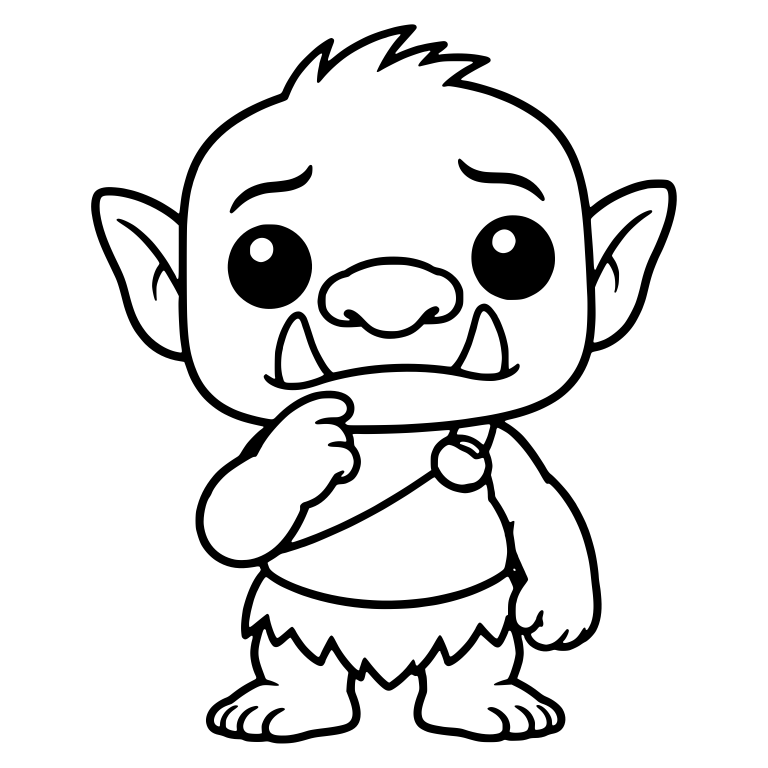 Worried Troll Rubbing Chin With Tusks and Sash — free fantasy-creature SVG cut file