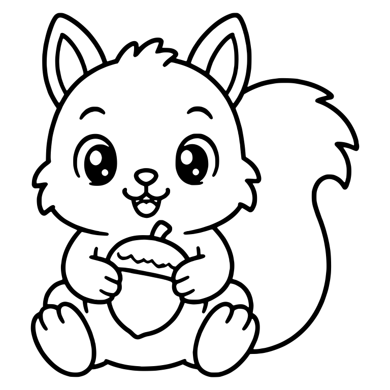 Sitting Squirrel Hugging a Small Acorn — free animal SVG cut file