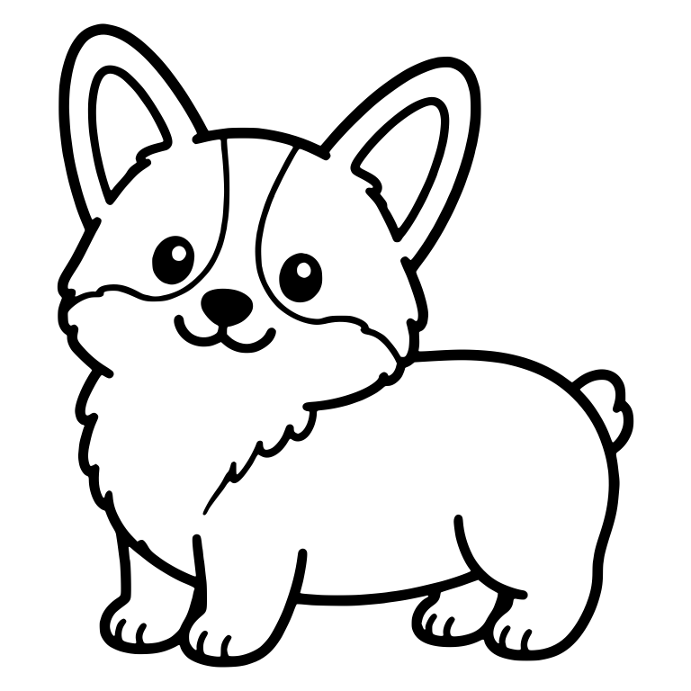 Standing Corgi Puppy in Side View With Closed Smile — free animal SVG cut file