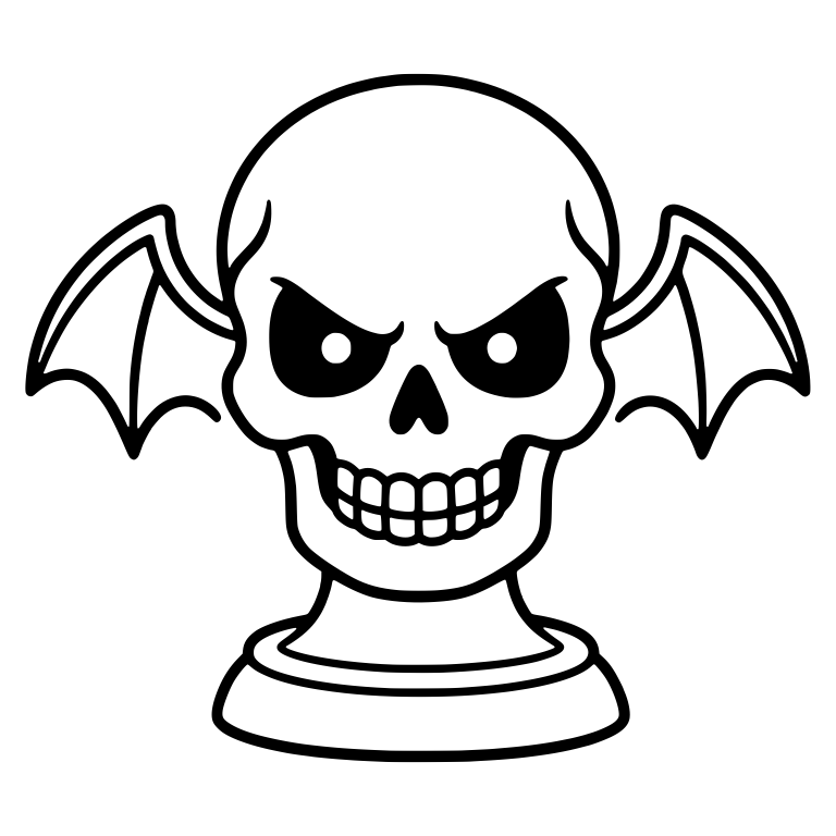 Angry Skull With Bat Wings on Pedestal — free skeleton SVG cut file