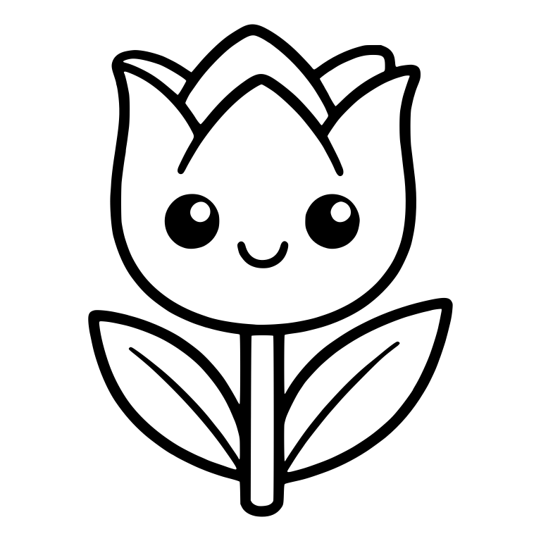 Kawaii Tulip With Layered Petals and Round Eyes — free floral SVG cut file