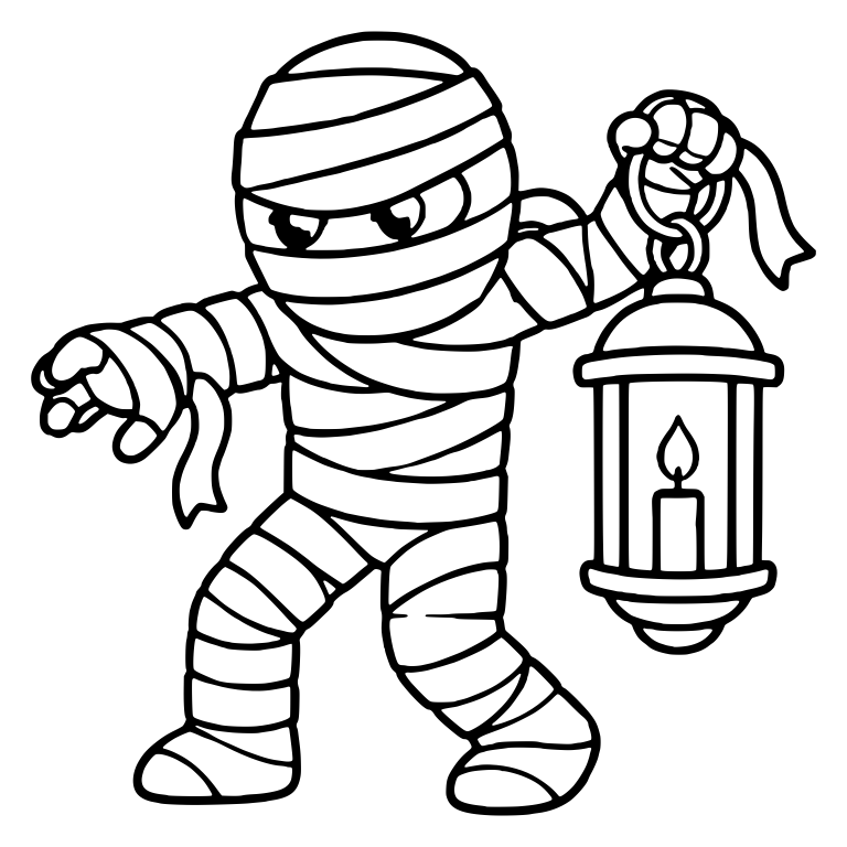 Sneaky Mummy Carrying Lantern With Reaching Hand — free fantasy-creature SVG cut file