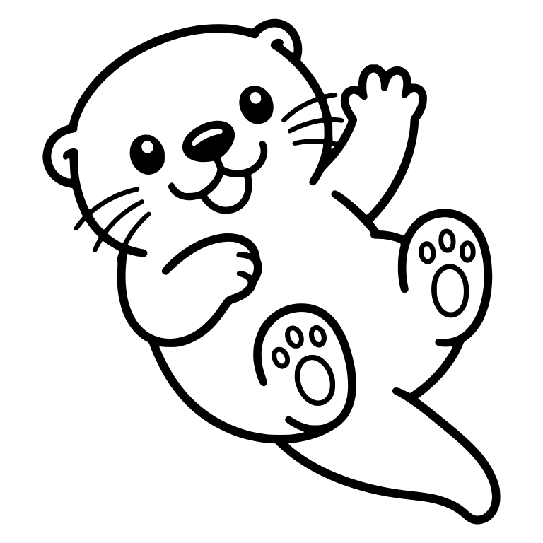 Kawaii Otter on Its Back Waving, Foot Pads Up — free animal SVG cut file