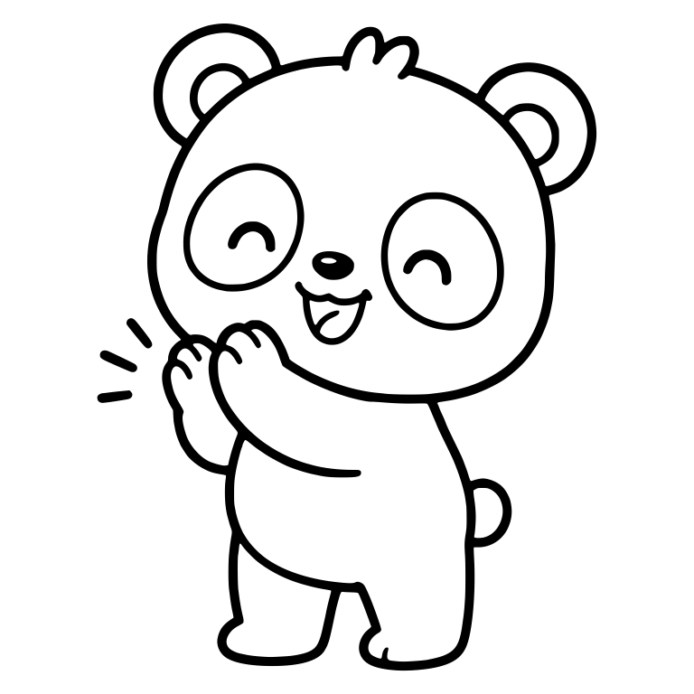 Standing Panda Clapping With Hair Tuft and Closed Eyes — free animal SVG cut file