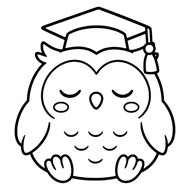 Sleepy Round Owl in Graduation Cap with Closed Eyes — free animal SVG cut file