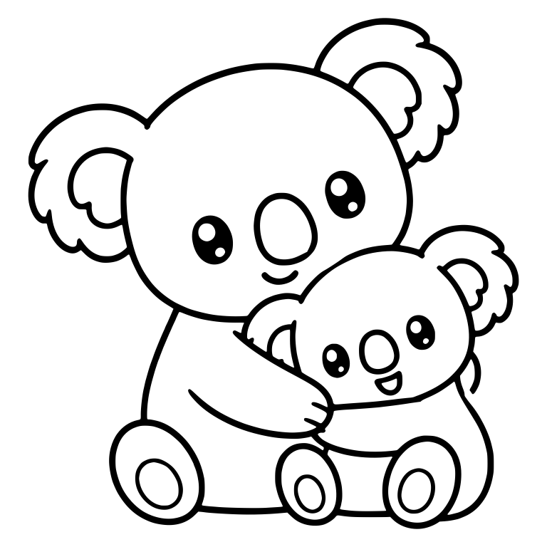 Big Koala Sitting and Hugging a Smiling Baby Koala — free animal SVG cut file