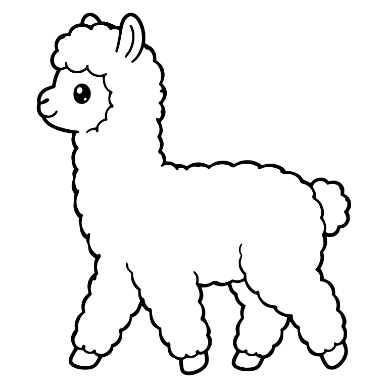 Kawaii Alpaca Walking Left with Shiny Eye — free animal SVG cut file