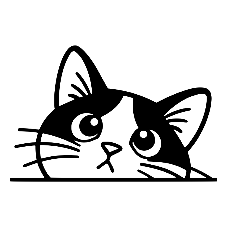 Worried Tuxedo Cat Looking Up Over Ledge Line — free animal SVG cut file