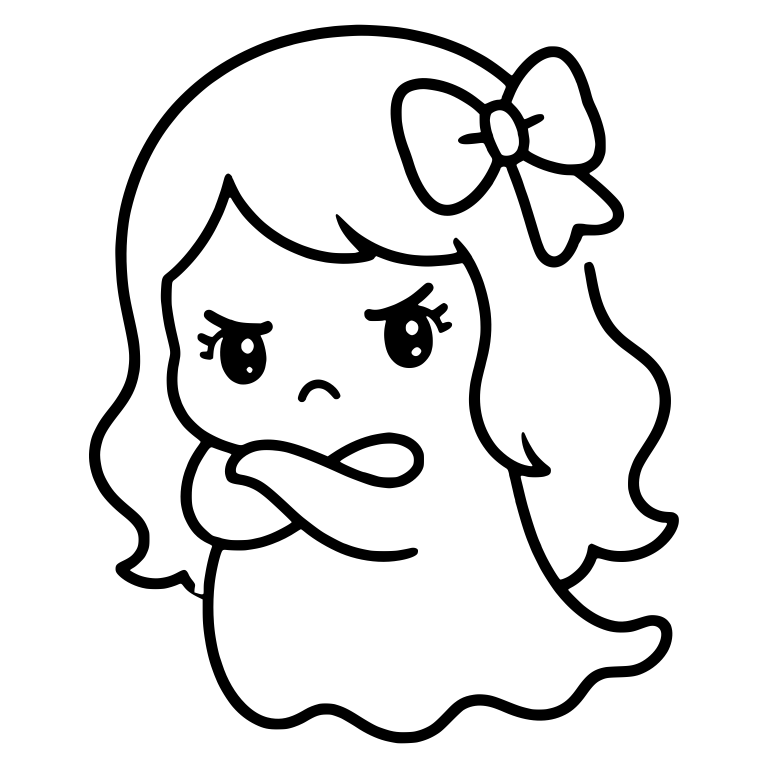 Pouting Girl Ghost With Bow and Wavy Hair — free fantasy-creature SVG cut file