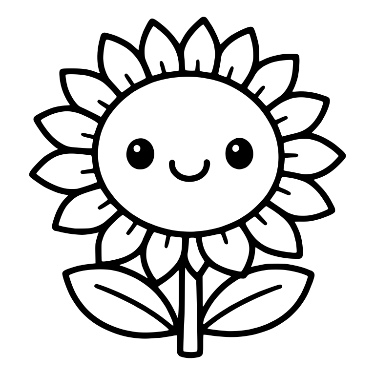 Smiling Sunflower With Big Face and Tick Marks — free floral SVG cut file