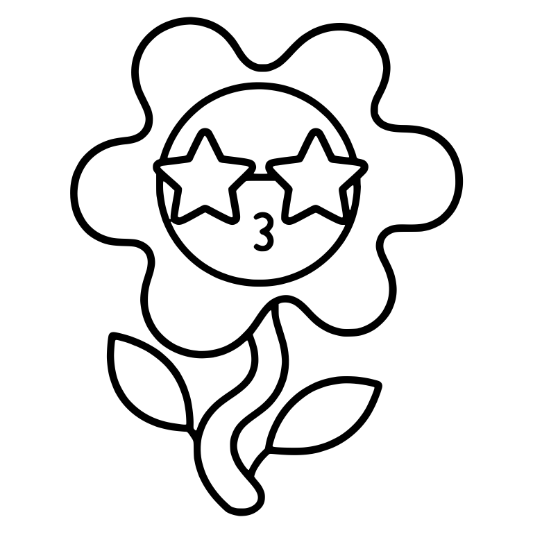 Wavy Flower With Star Sunglasses Blowing A Kiss — free floral SVG cut file