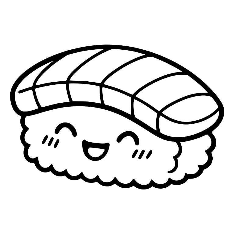 Salmon Nigiri With Happy Closed Eyes and Open Mouth — free food SVG cut file