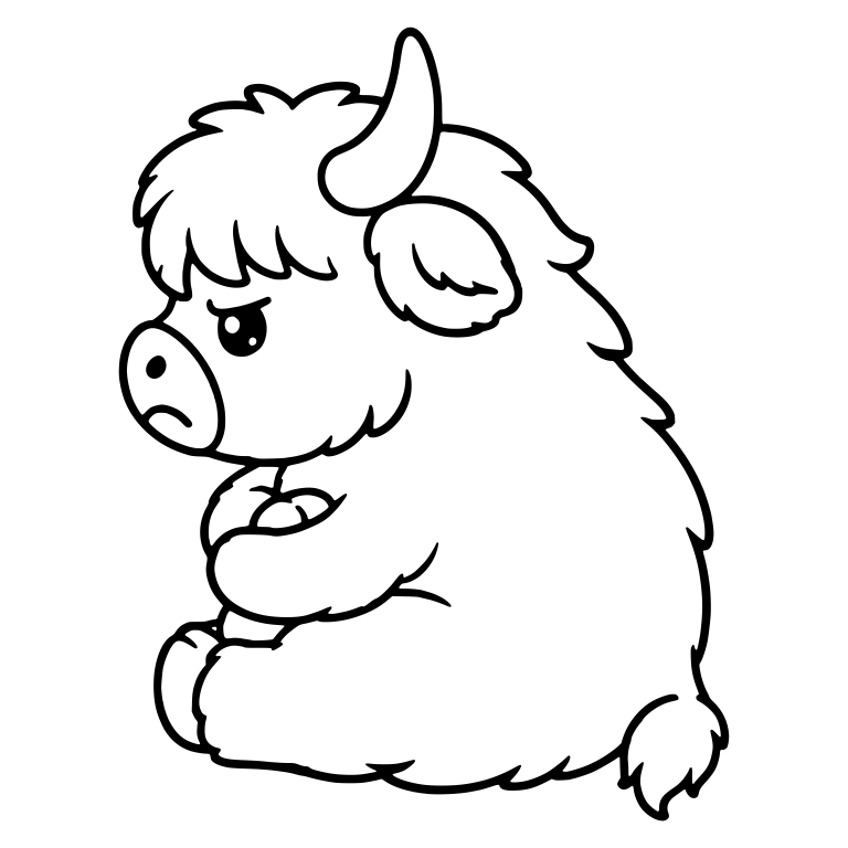 Grumpy Highland Cow Sitting in Side View — free animal SVG cut file