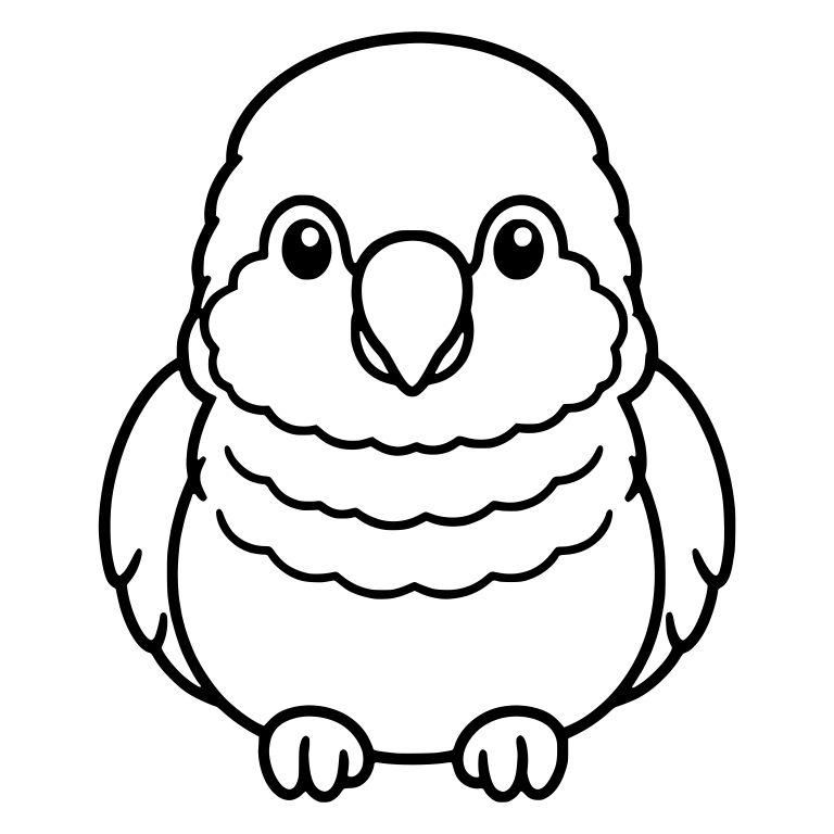 Kawaii Quaker Parrot Front View with Wavy Chest Bands — free animal SVG cut file