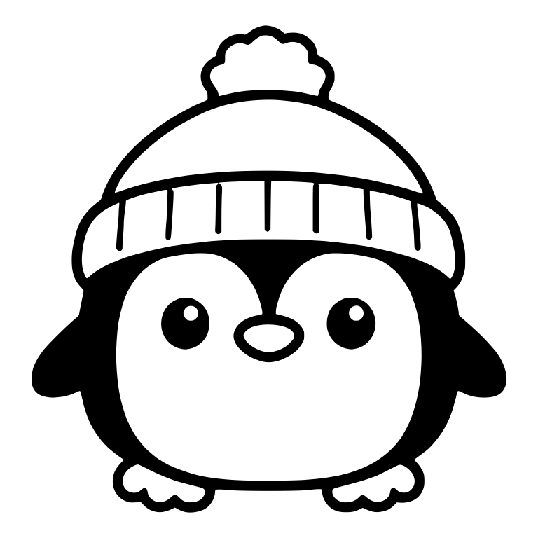 Sparkle-Eyed Penguin in Pom-Pom Beanie — free animal SVG cut file